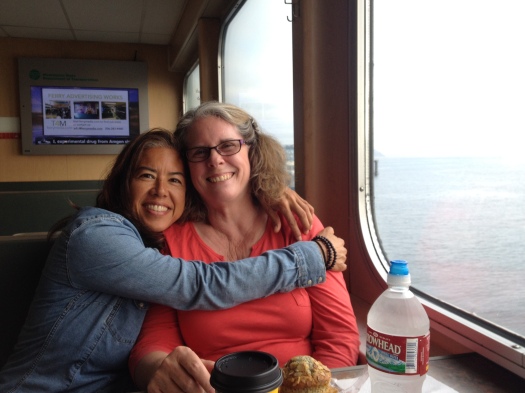 Rita and Robin on the ferry from Whidbey to Mukilteo